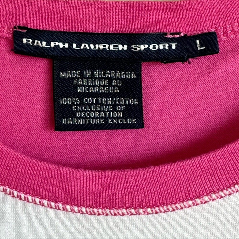 Ralph Lauren Sport Women’s Striped Pink and White Shirt Size Large - Picture 3 of 4